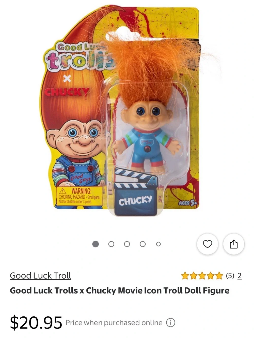 Good Luck Trolls Chucky Movie Icon Troll Doll Figure